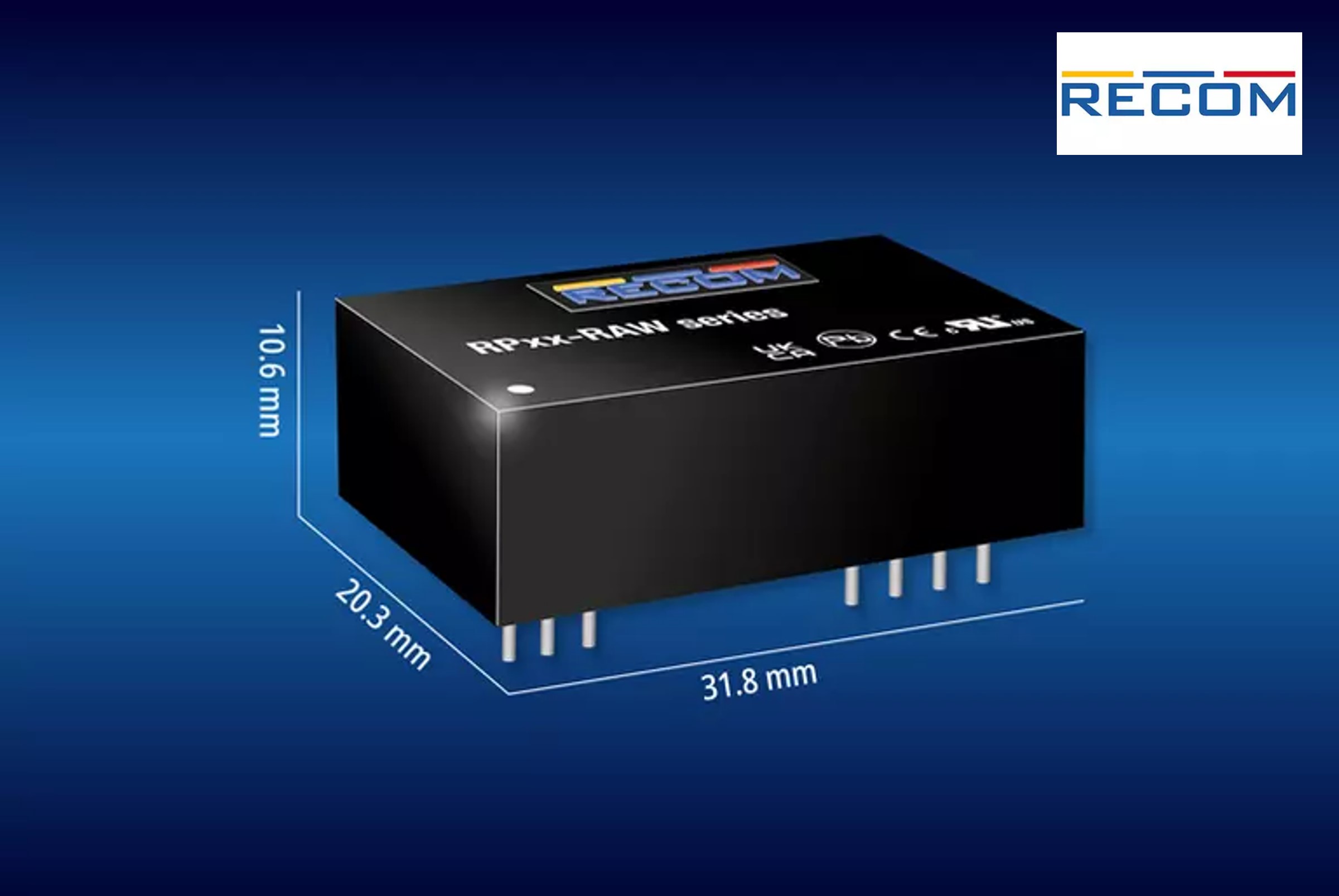 36  160VDC input DC/DCs for Railway Applications, 3W, 6W, and 10W by RECOM