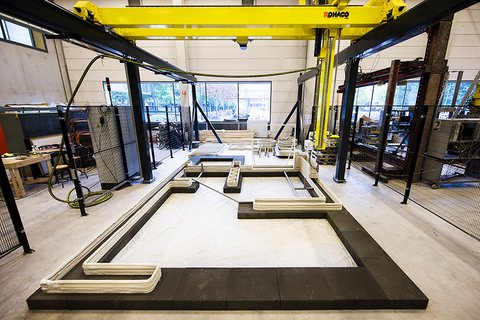 Kegelwiel vertragingskast in Kingsize 3D-betonprinter voor 'beton 2.0'